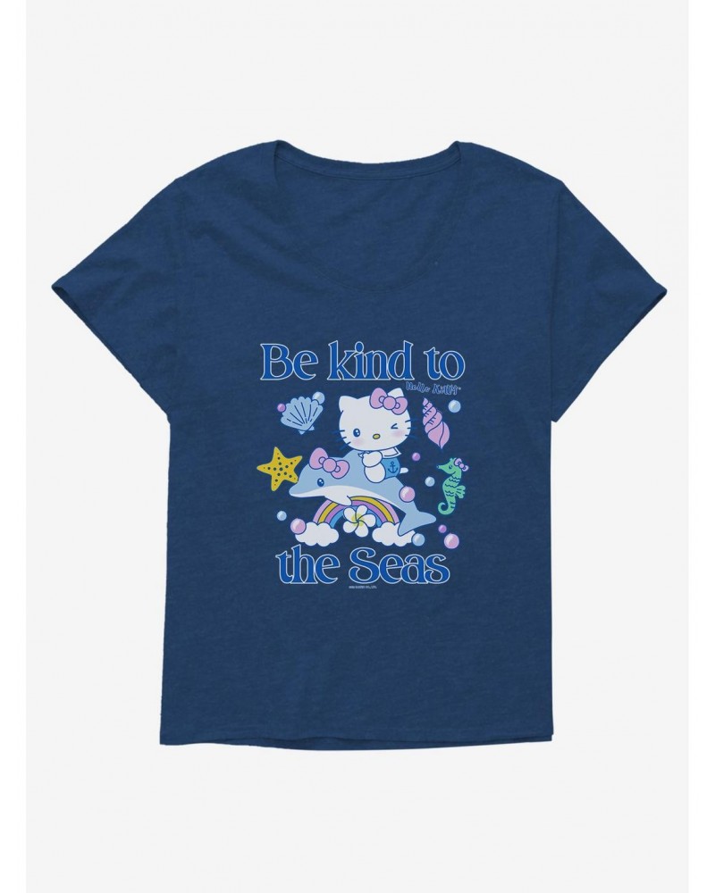 Hello Kitty Be Kind To The Seas Girls T-Shirt Plus Size $9.57 T-Shirts