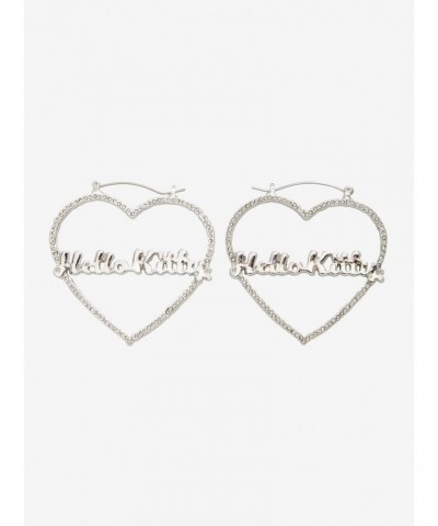 Hello Kitty Name Bling Heart Hoop Earrings $5.03 Earrings