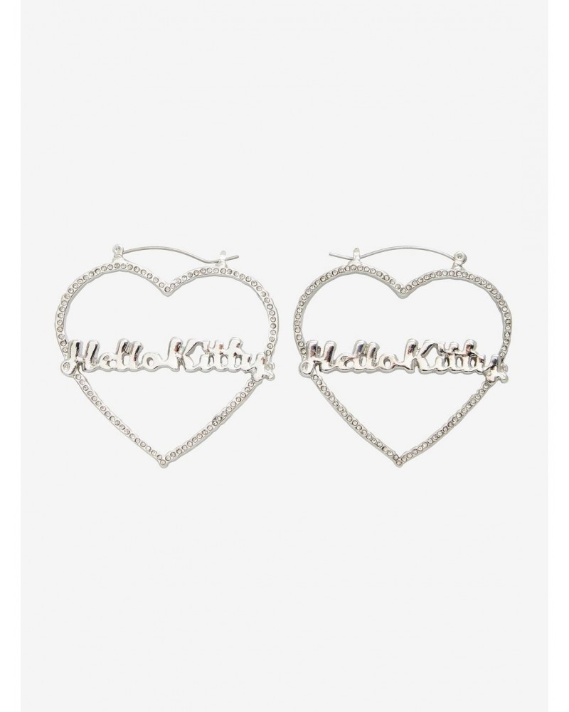 Hello Kitty Name Bling Heart Hoop Earrings $5.03 Earrings