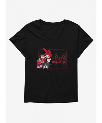 My Melody & Kuromi Holiday Presents Ugly Christmas Girls T-Shirt Plus Size $10.29 T-Shirts