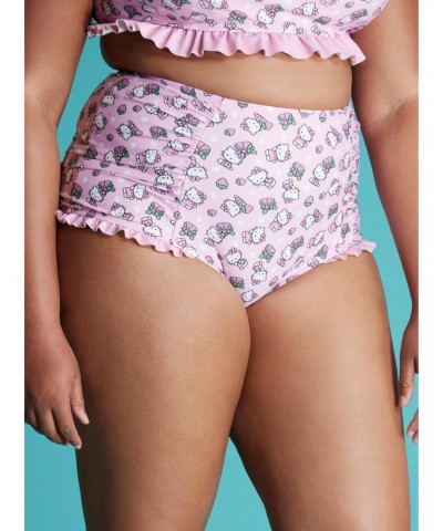 Hello Kitty Strawberry High-Waisted Swim Bottoms Plus Size $9.71 Bottoms