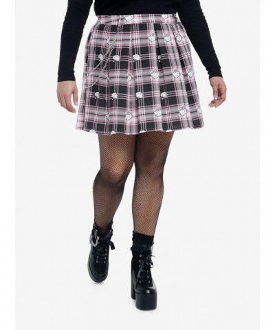 Hello Kitty Black & Pink Plaid Pleated Skirt Plus Size $12.21 Skirts