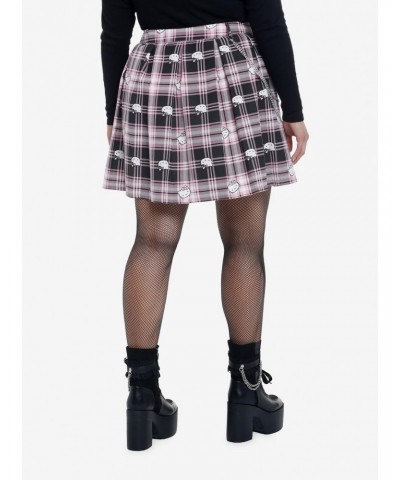 Hello Kitty Black & Pink Plaid Pleated Skirt Plus Size $12.21 Skirts