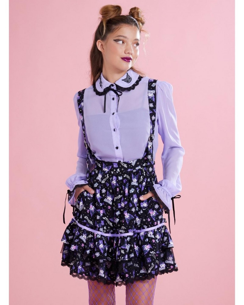 Kuromi Fortune Teller Tiered Suspender Skirt $13.29 Skirts