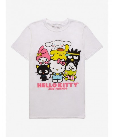 Hello Kitty And Friends Group Boyfriend Fit Girls T-Shirt $7.97 T-Shirts