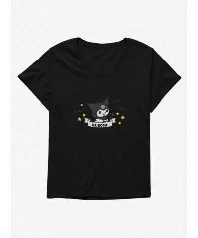 Kuromi Halloween Stars and Bats Girls T-Shirt Plus Size $7.89 T-Shirts