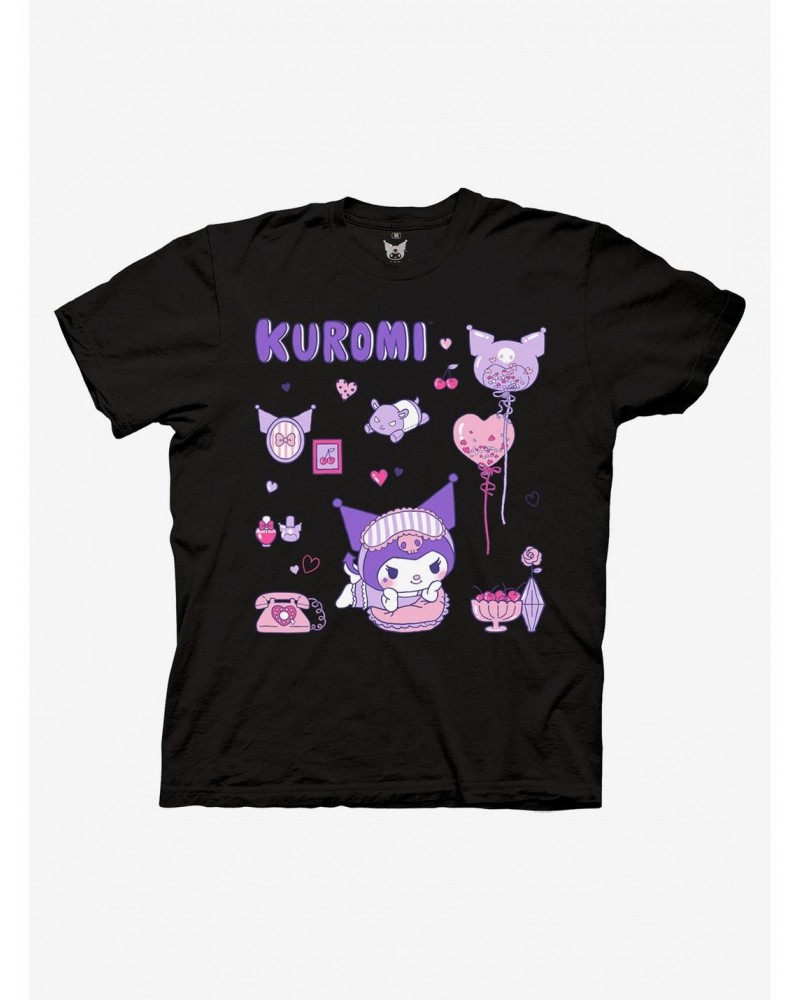 Kuromi Sleepover Boyfriend Fit Girls T-Shirt $7.97 T-Shirts