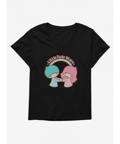 Little Twin Stars Holding Hands Girls T-Shirt Plus Size $11.72 T-Shirts