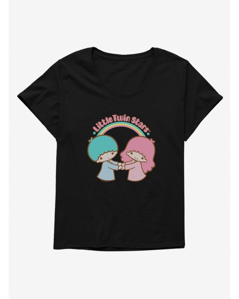 Little Twin Stars Holding Hands Girls T-Shirt Plus Size $11.72 T-Shirts