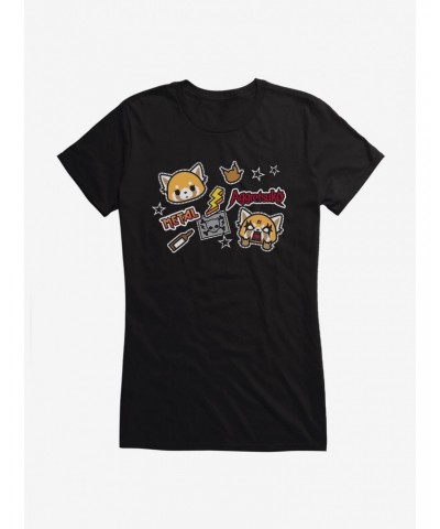 Aggretsuko Metal Gig Stickers Girls T-Shirt $9.76 T-Shirts