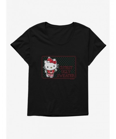 Hello Kitty Cutest Ugly Christmas Girls T-Shirt Plus Size $8.61 T-Shirts
