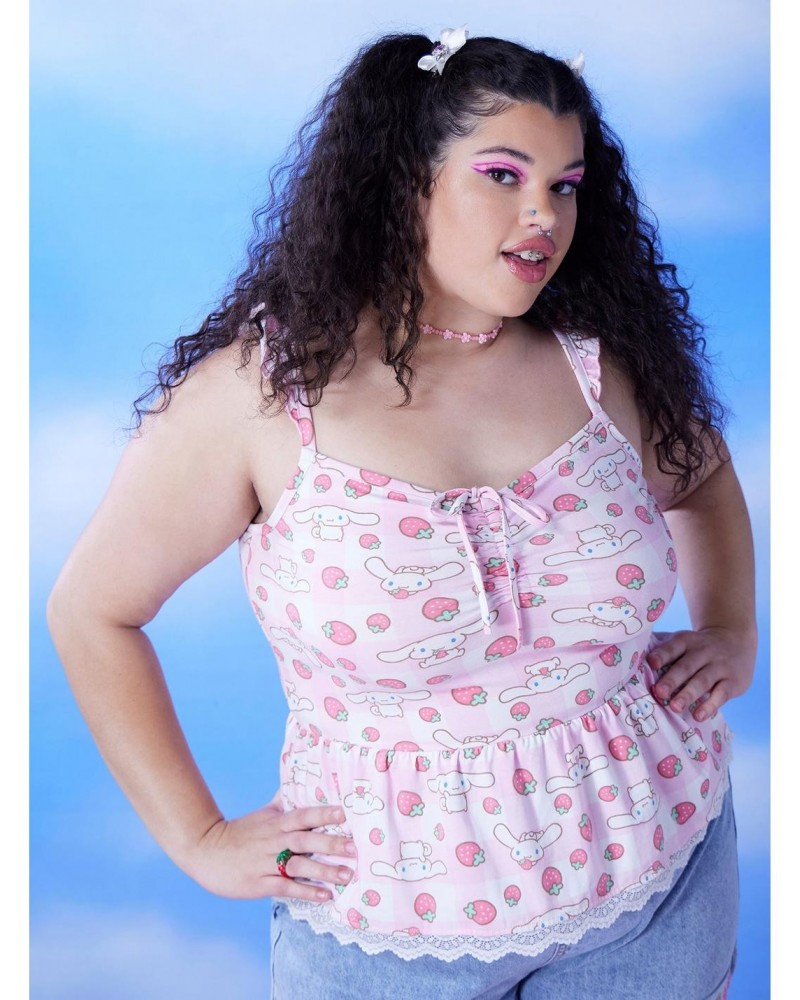 Cinnamoroll Strawberry Gingham Peplum Girls Cami Plus Size $12.63 Cami