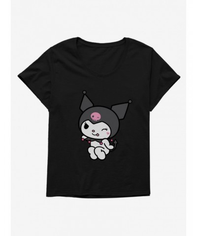 Kuromi Flirty Wink Girls T-Shirt Plus Size $9.71 T-Shirts