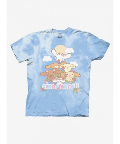 Cinnamoroll Family Blue Tie-Dye Boyfriend Fit Girls T-Shirt $7.53 T-Shirts