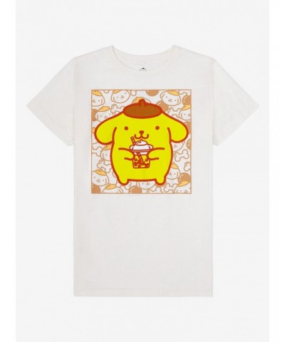 Pompompurin Boba Boyfriend Fit Girls T-Shirt $8.37 T-Shirts