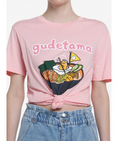 Gudetama Pink Ramen Boyfriend Fit Girls T-Shirt $7.37 T-Shirts