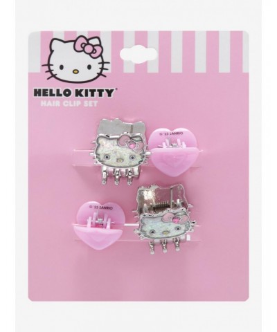 Hello Kitty Glitter Heart Hair Clip Set $5.68 Clip Set