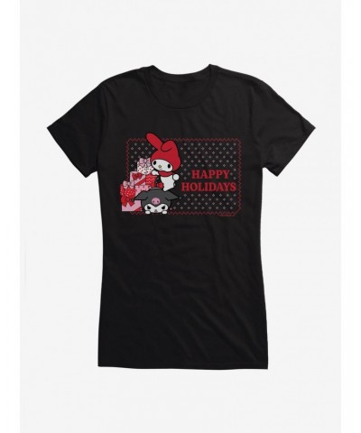 My Melody & Kuromi Holiday Presents Ugly Christmas Girls T-Shirt $8.37 T-Shirts