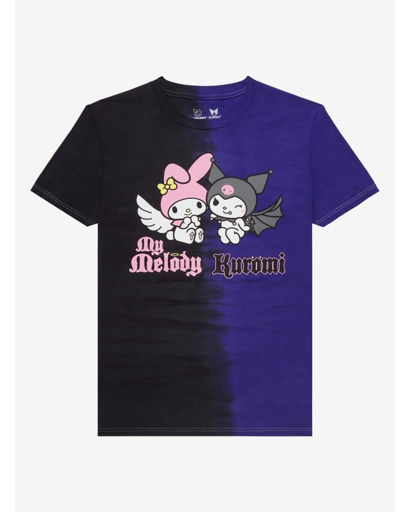 My Melody & Kuromi Angel Devil Split Wash Boyfriend Fit Girls T-Shirt $8.61 T-Shirts