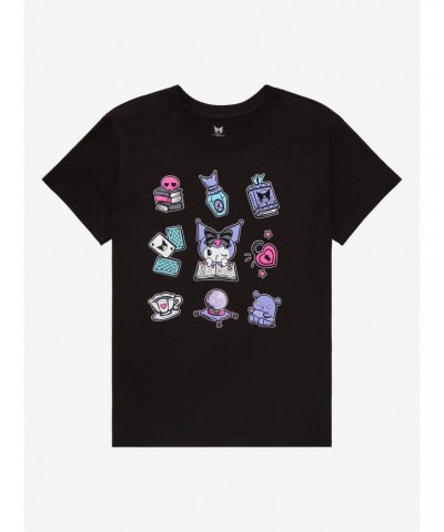Kuromi Fortune Teller Icons Boyfriend Fit Girls T-Shirt $7.17 T-Shirts