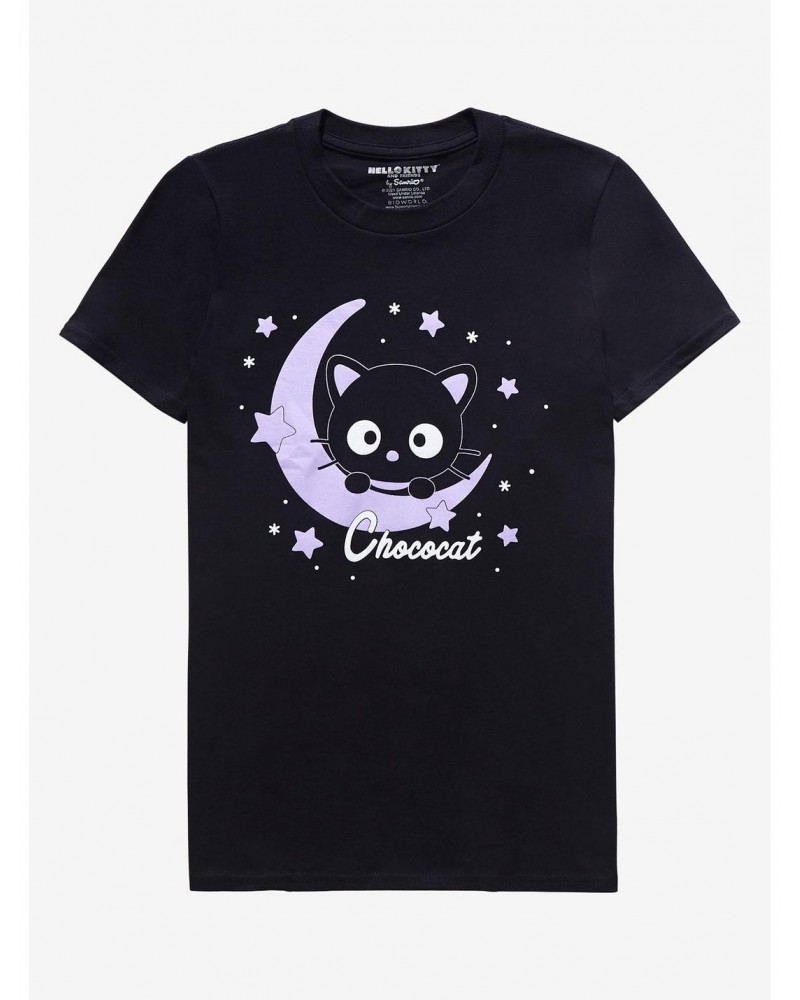 Chococat Moon & Stars Boyfriend Fit Girls T-Shirt $8.79 T-Shirts
